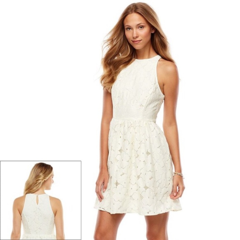 LC Lauren Conrad White Lace Fit and Flare